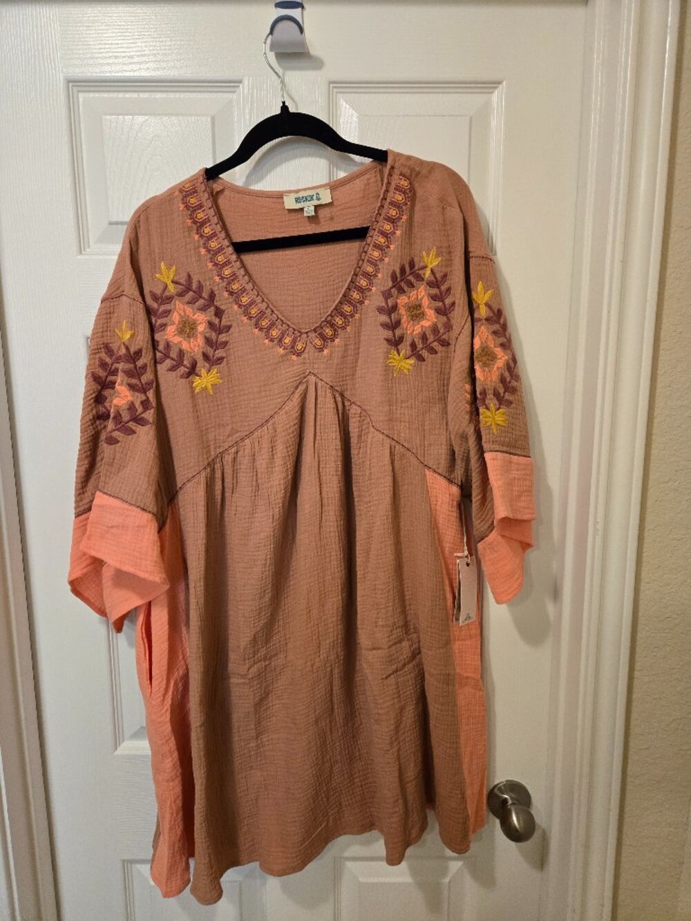 Rockin C boho v neck dress size large new